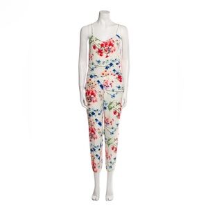 Theory “Stassia” Women's Floral 100% Silk Jumpsuit Stretch waist/ cuffs Size 8